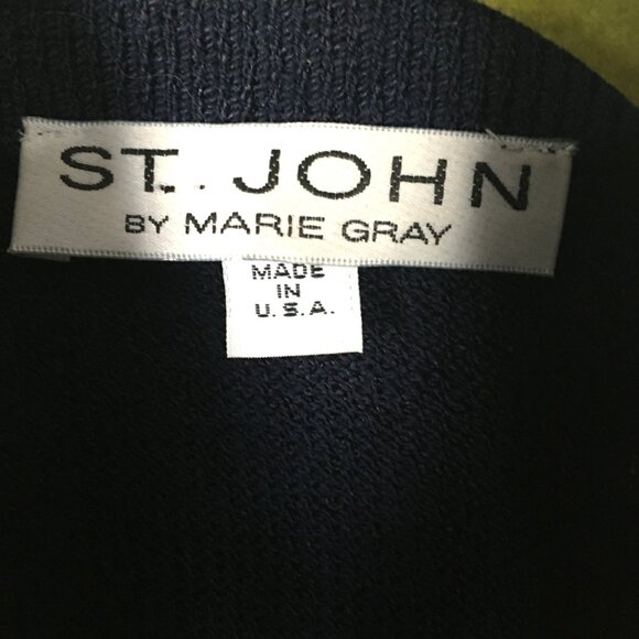ST. JOHN by Marie Gray Sweater Jacket Sz 8 Embellished Navy Gold Beaded Starfish - Picture 5 of 6